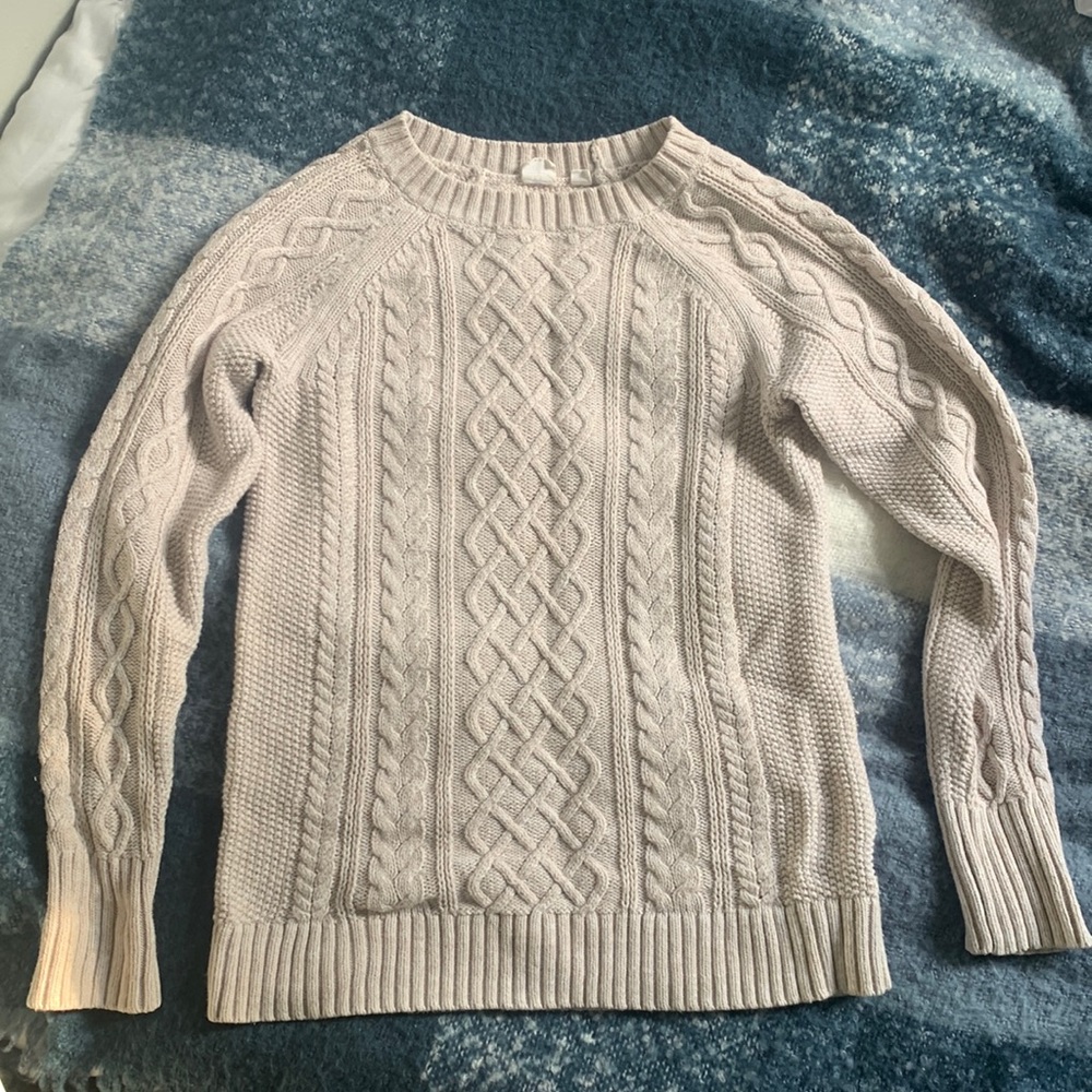 GAP Cable-Knit Crewneck Sweater XS Cream Beige